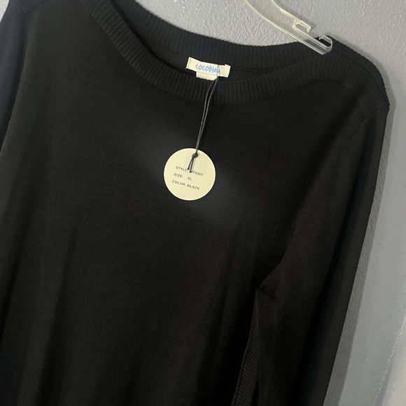 Cocobleu Sweater Women’s XL Plain Black Lightweight Thin Side Slit Sides NWT - Picture 5 of 8